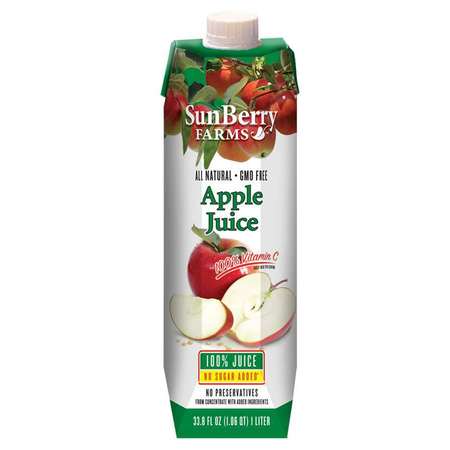 Sunberry Farms Apple Juice 100% 33.8 fl. oz., PK12 004013-1